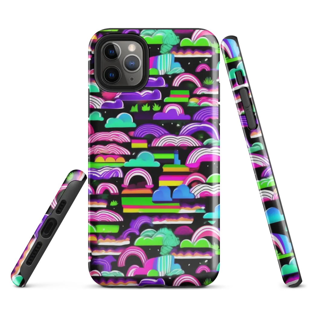 Neon Rainbow Static on Tough Case for iPhone® — Front