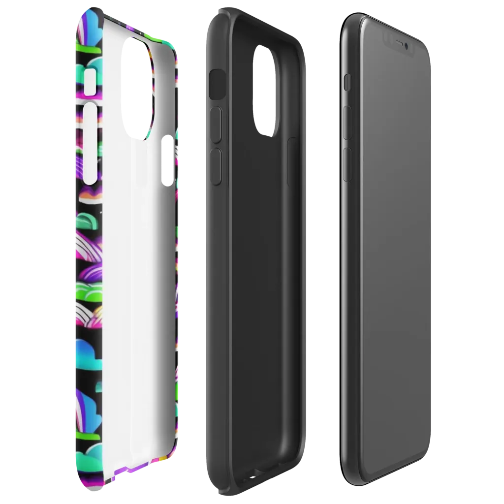 Neon Rainbow Static on Tough Case for iPhone® — Right