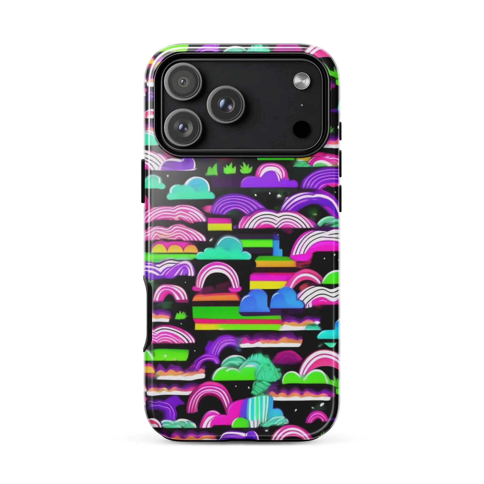 Neon Rainbow Static on Tough Case for iPhone® — Front