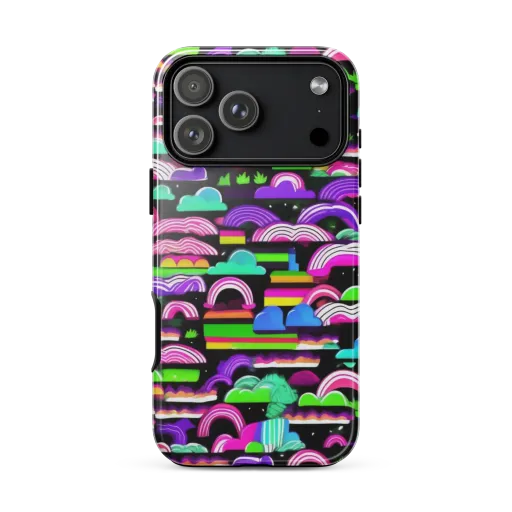 Neon Rainbow Static on a Tough Case for iPhone®