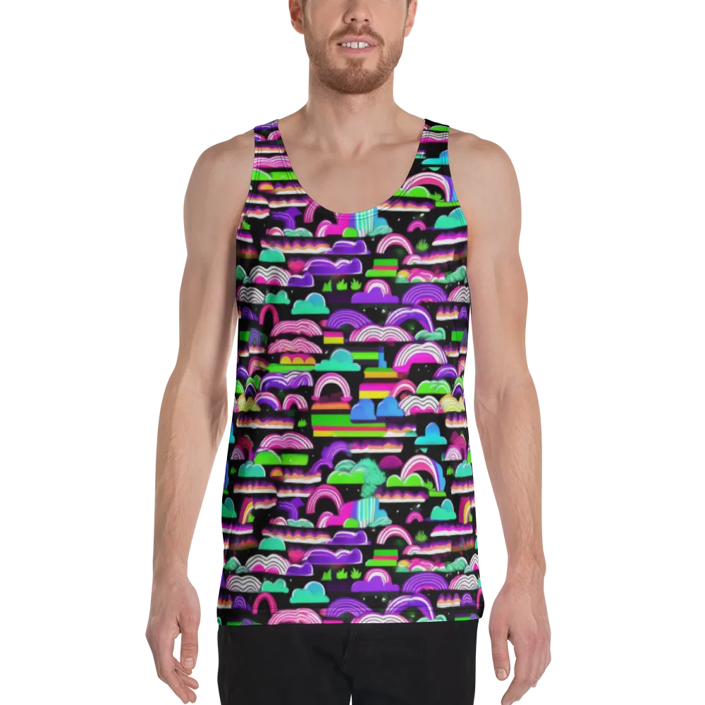 Neon Rainbow Static on Men's Tank Top — Front