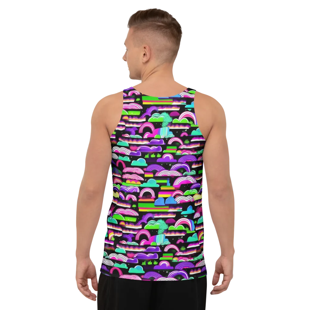 Neon Rainbow Static on Men's Tank Top — Back