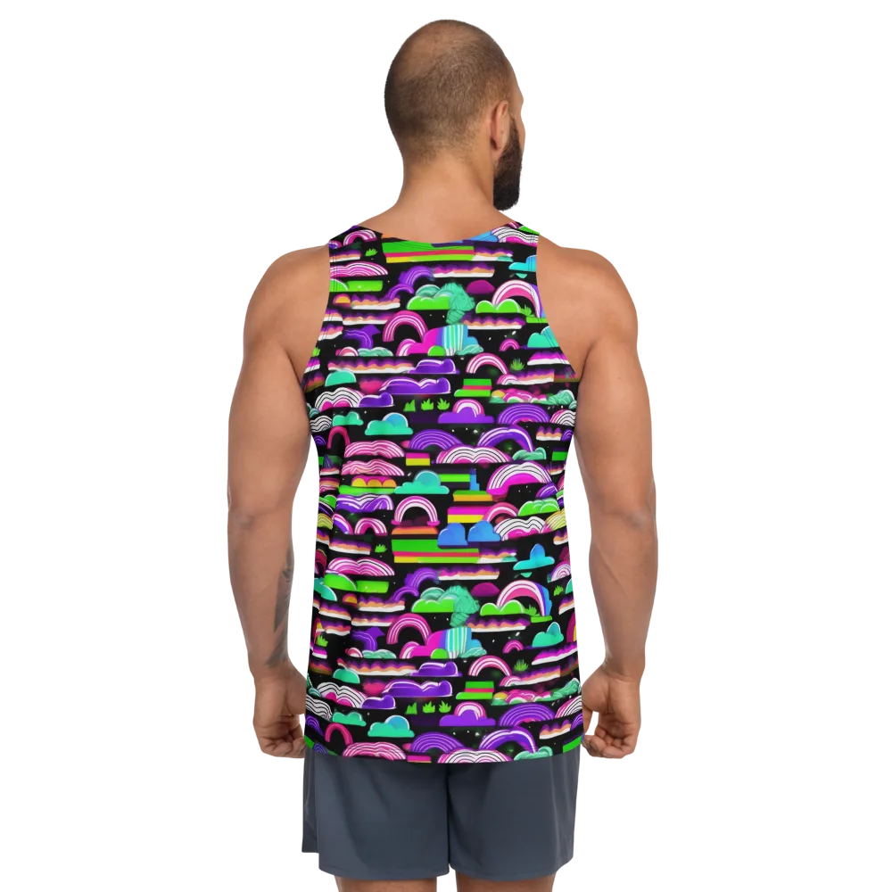 Neon Rainbow Static on Men's Tank Top — Back