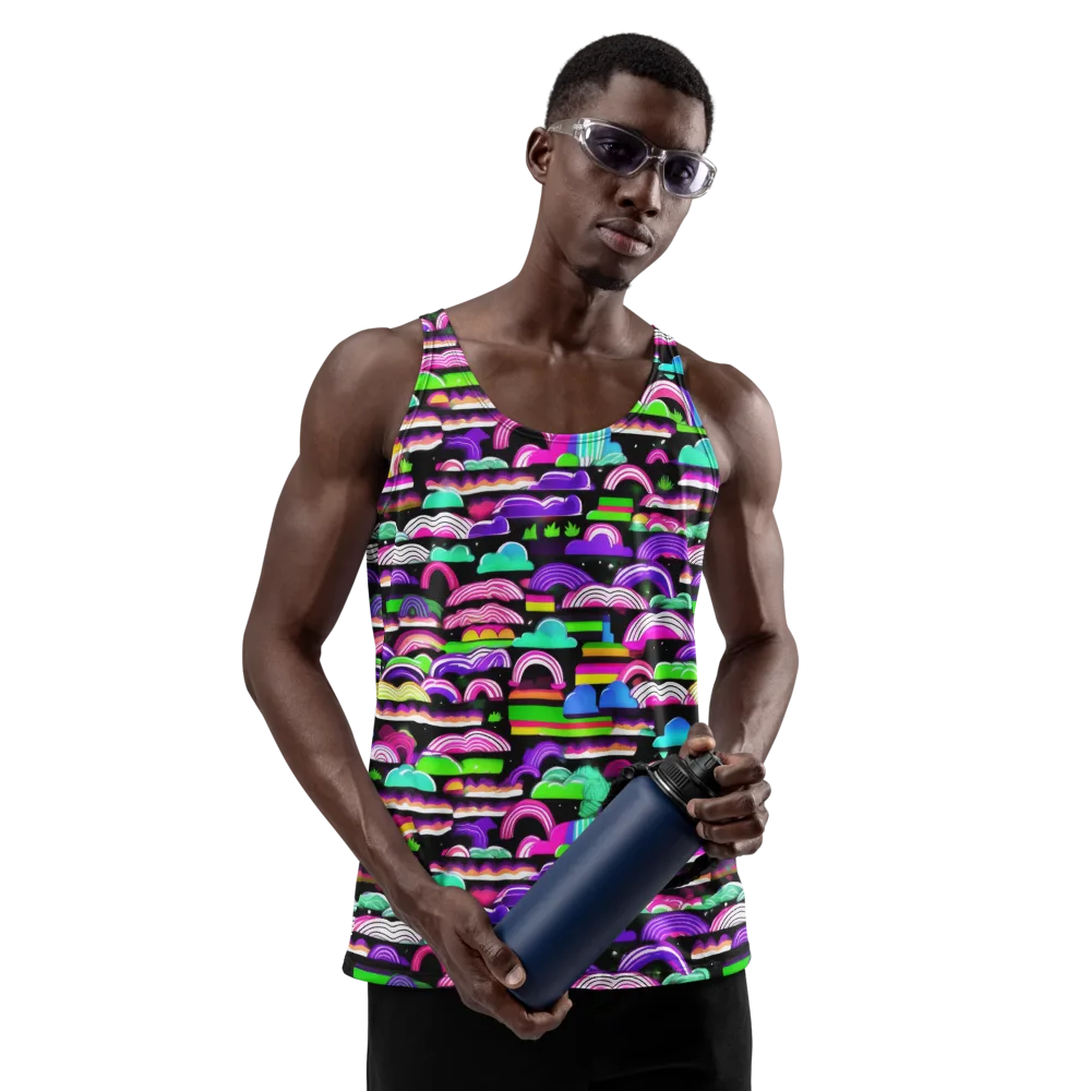 Neon Rainbow Static on Men's Tank Top — Front