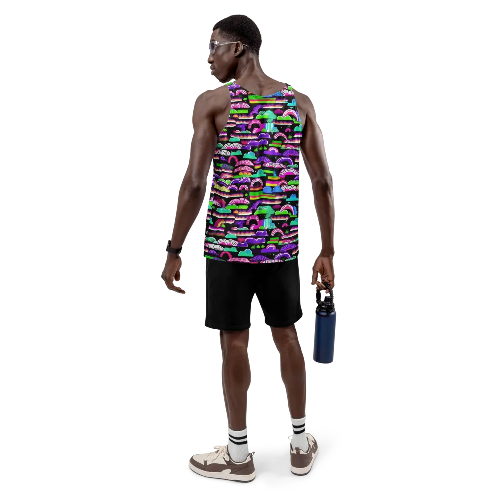 Neon Rainbow Static on Men's Tank Top — Back