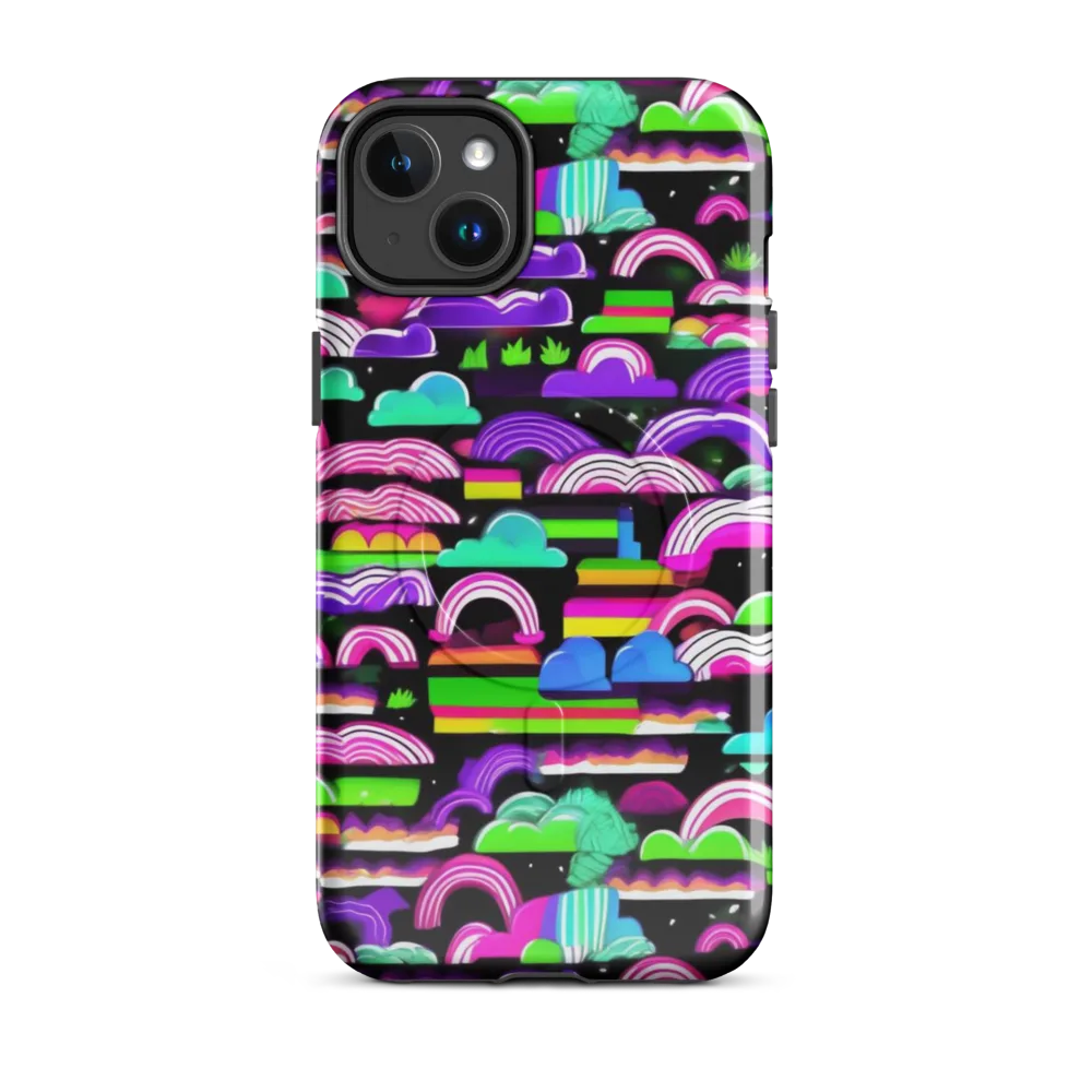 Neon Rainbow Static on MagSafe Tough Case for iPhone® — Front