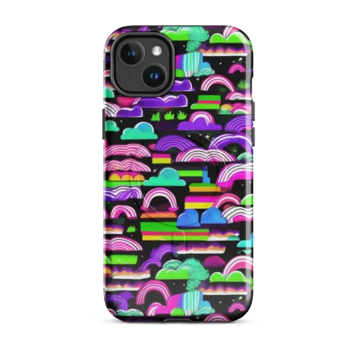 Neon Rainbow Static on a MagSafe Tough Case for iPhone®