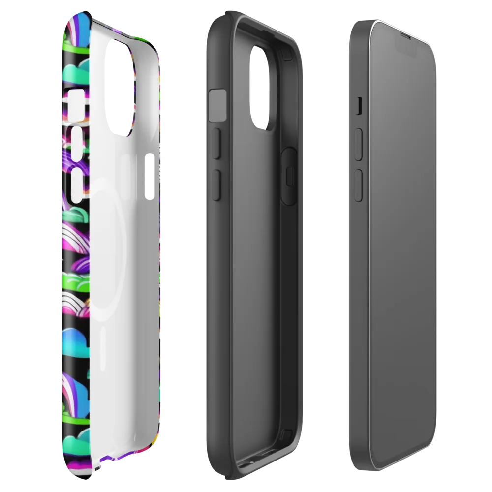 Neon Rainbow Static on MagSafe Tough Case for iPhone® — Front