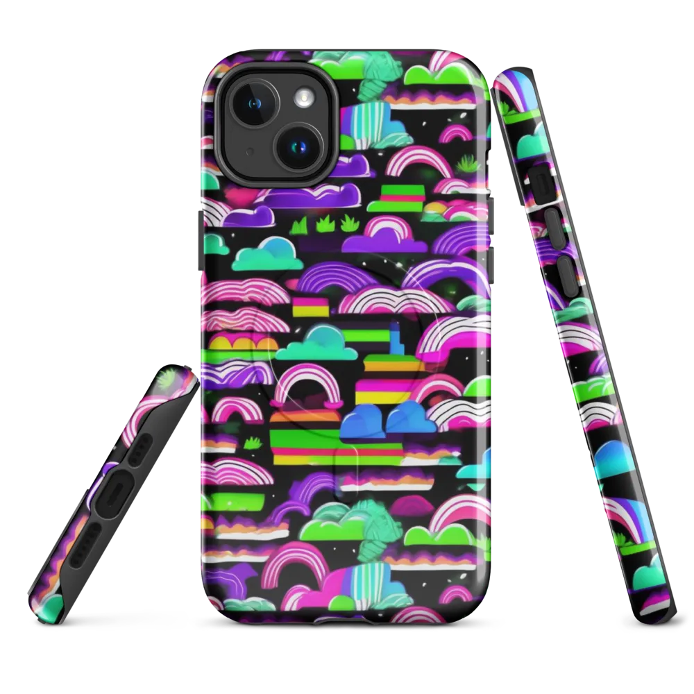 Neon Rainbow Static on MagSafe Tough Case for iPhone® — Front
