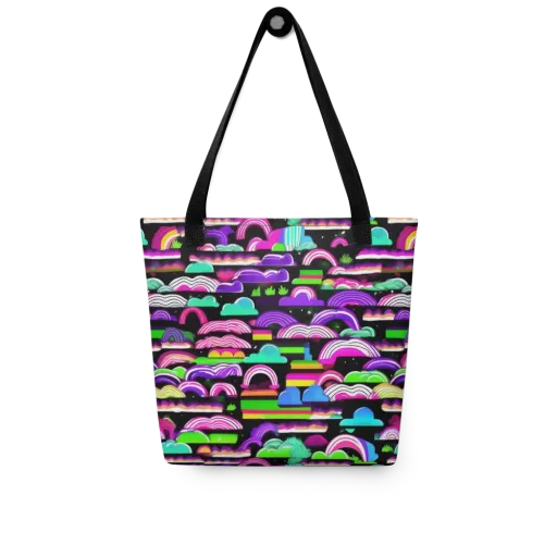 Neon Rainbow Static on a Tote Bag