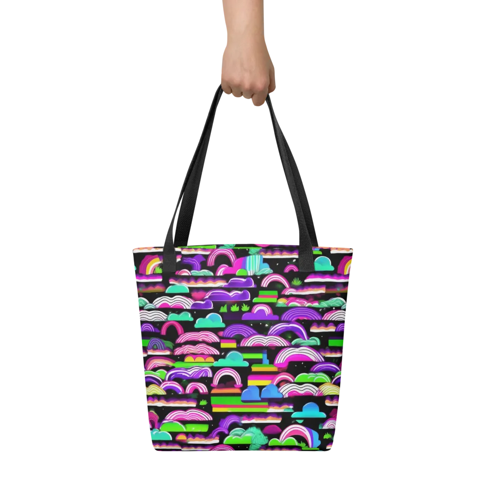 Neon Rainbow Static on Tote Bag — Front