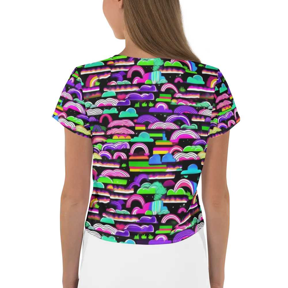 Neon Rainbow Static on Crop Tee — Back