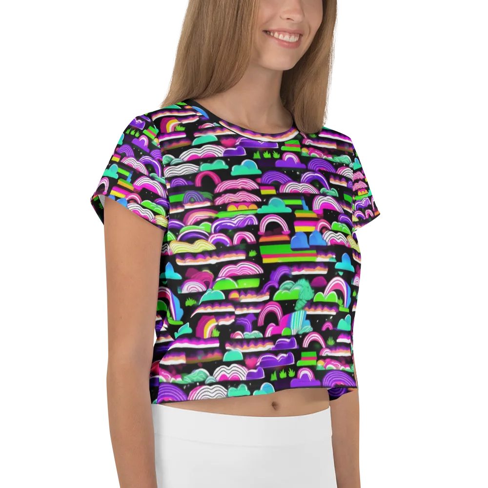 Neon Rainbow Static on Crop Tee — Right