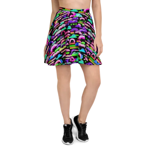 Neon Rainbow Static on a Skater Skirt
