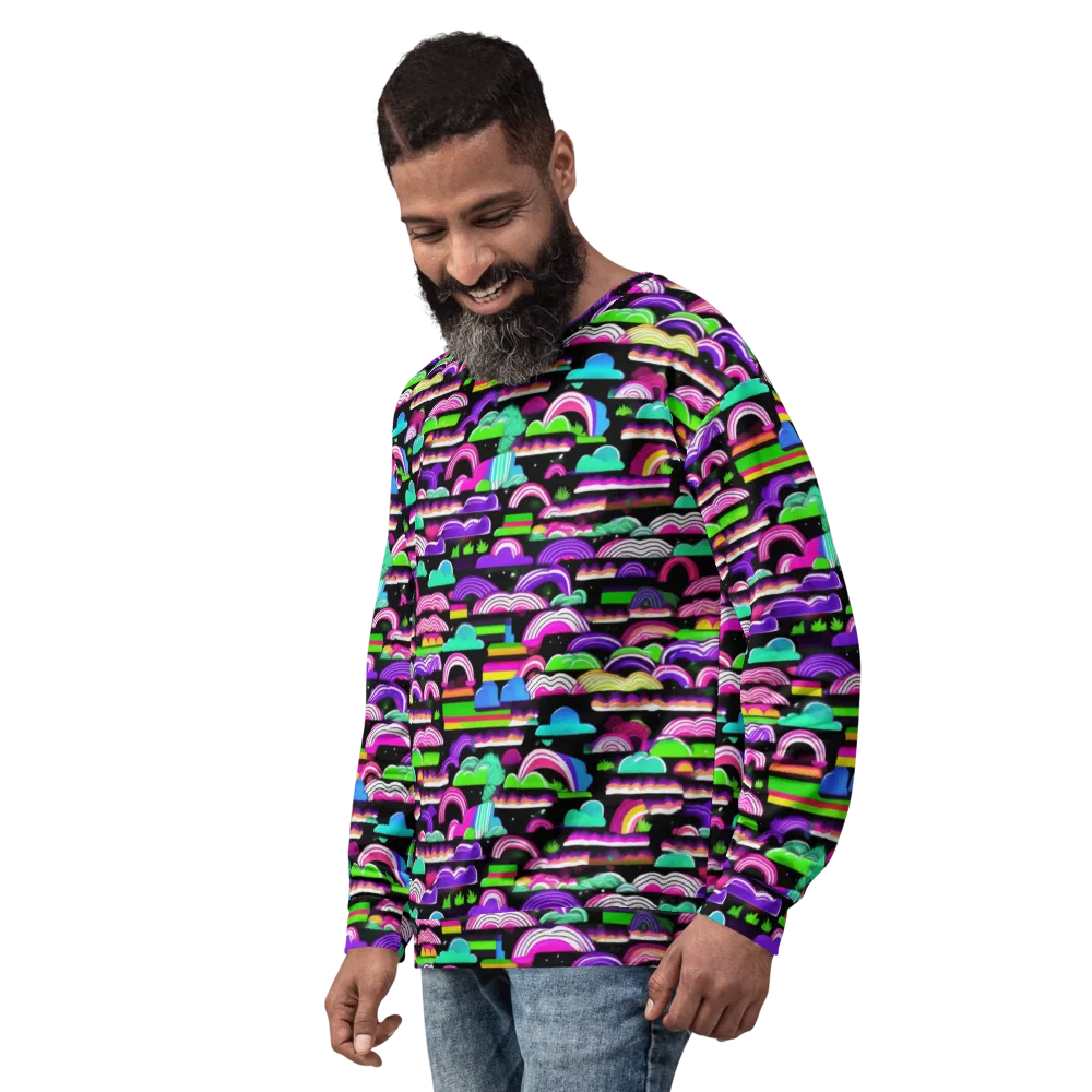 Neon Rainbow Static on Sweatshirt — Left Front