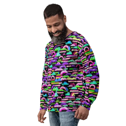 Neon Rainbow Static on a Sweatshirt