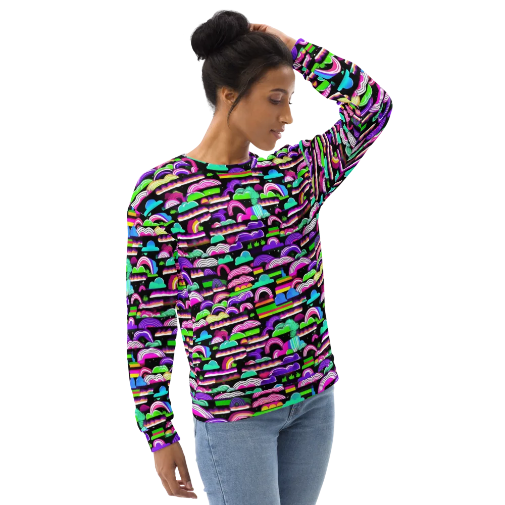 Neon Rainbow Static on Sweatshirt — Right Front