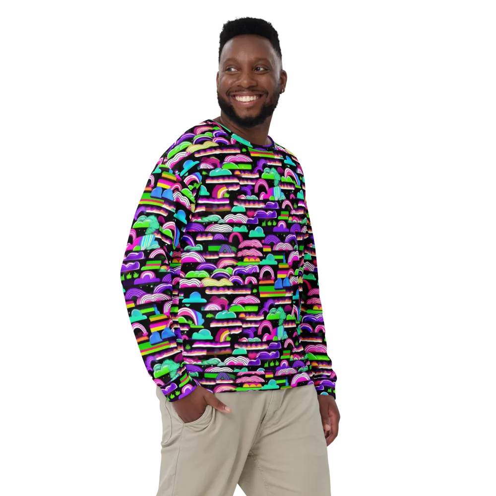Neon Rainbow Static on Sweatshirt — Front
