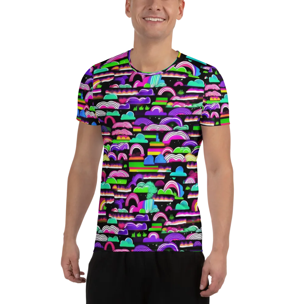Neon Rainbow Static on Men's Athletic T-Shirt — Front