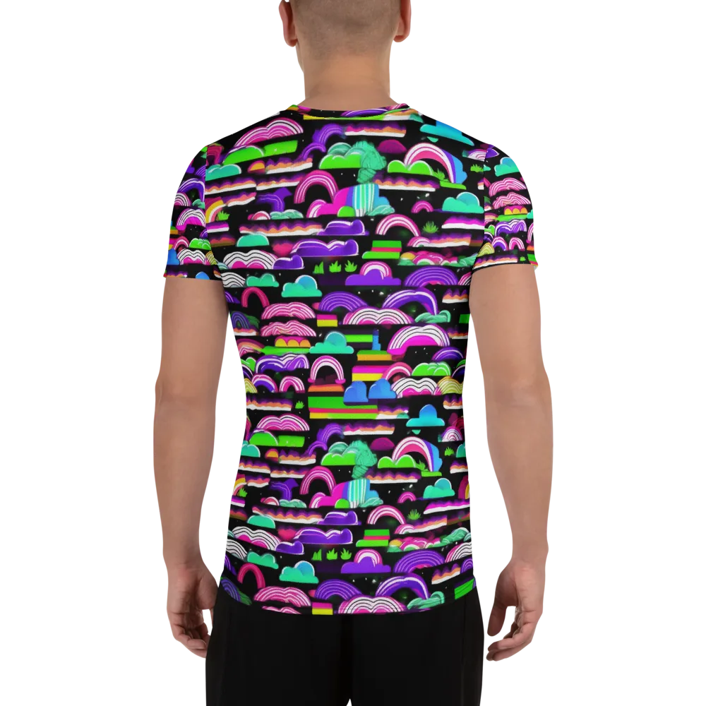 Neon Rainbow Static on Men's Athletic T-Shirt — Back