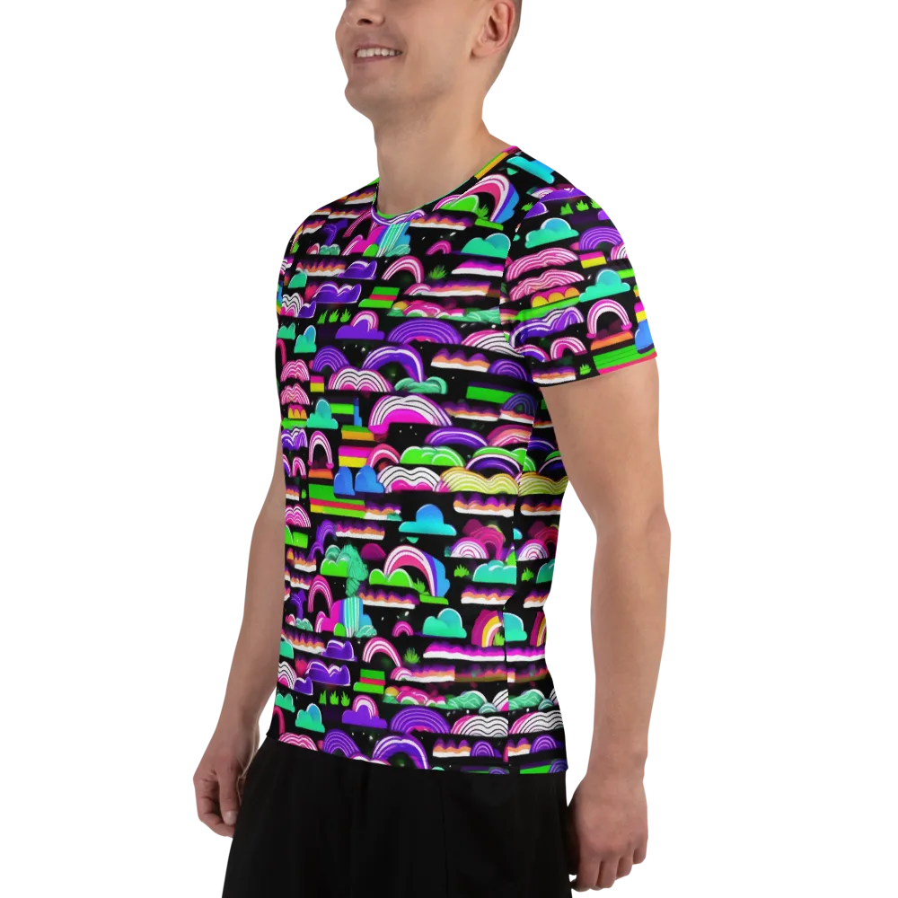 Neon Rainbow Static on Men's Athletic T-Shirt — Left