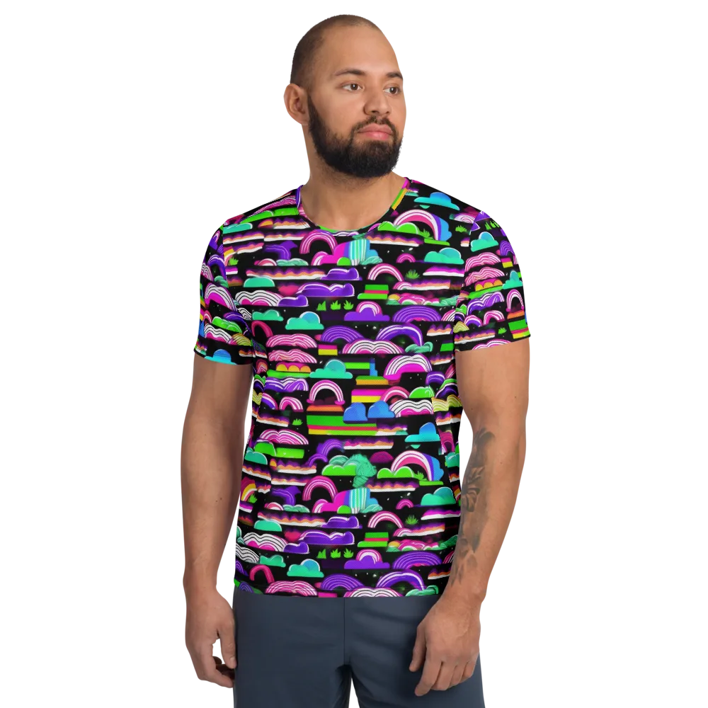 Neon Rainbow Static on Men's Athletic T-Shirt — Front