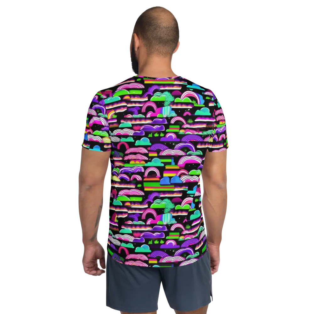 Neon Rainbow Static on Men's Athletic T-Shirt — Back