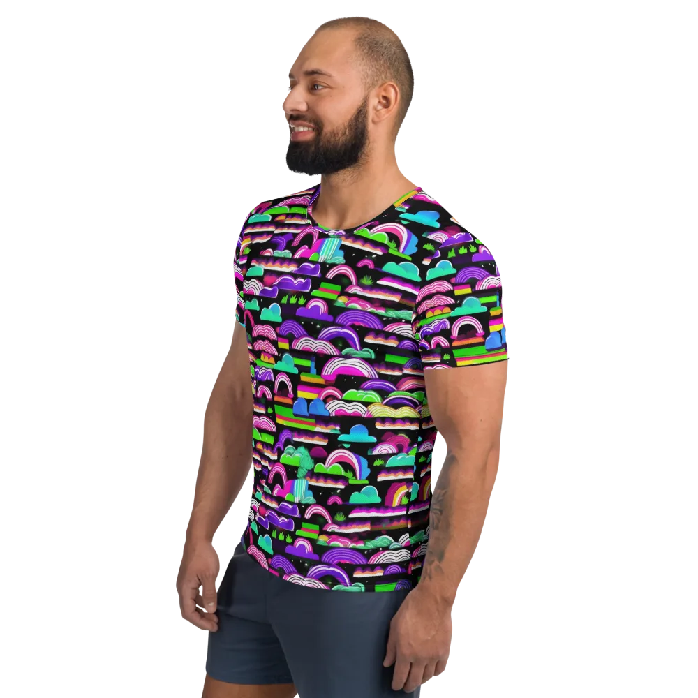 Neon Rainbow Static on Men's Athletic T-Shirt — Left