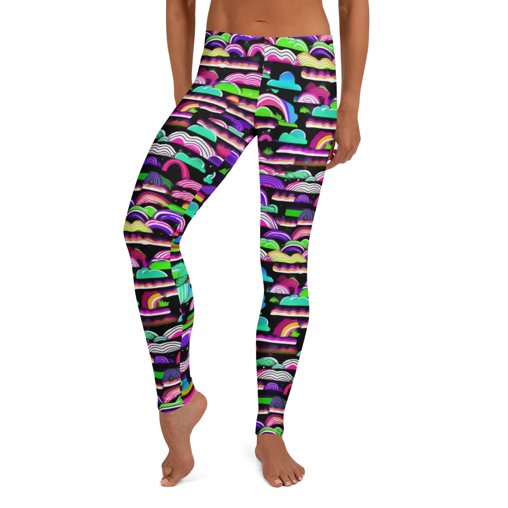 Neon Rainbow Static on Leggings — Front