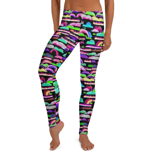 Neon Rainbow Static on a Leggings