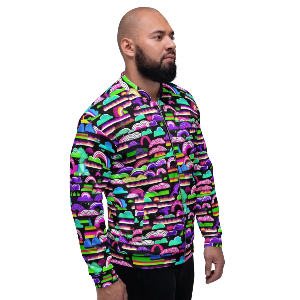 Neon Rainbow Static on Bomber Jacket — Right