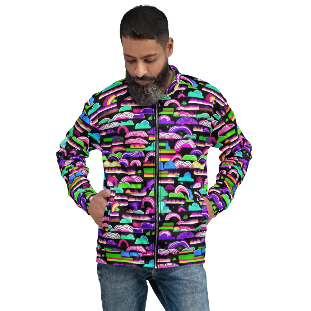 Neon Rainbow Static on Bomber Jacket — Front