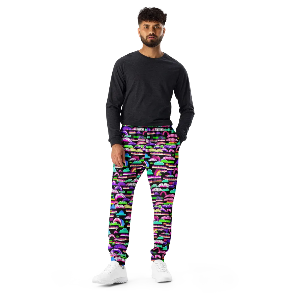 Neon Rainbow Static on Men's Joggers — Front