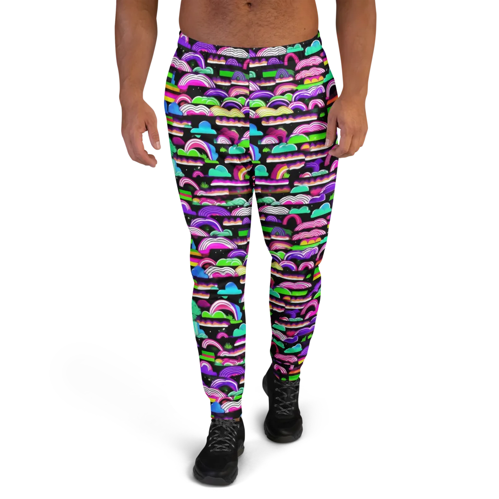 Neon Rainbow Static on Men's Joggers — Front