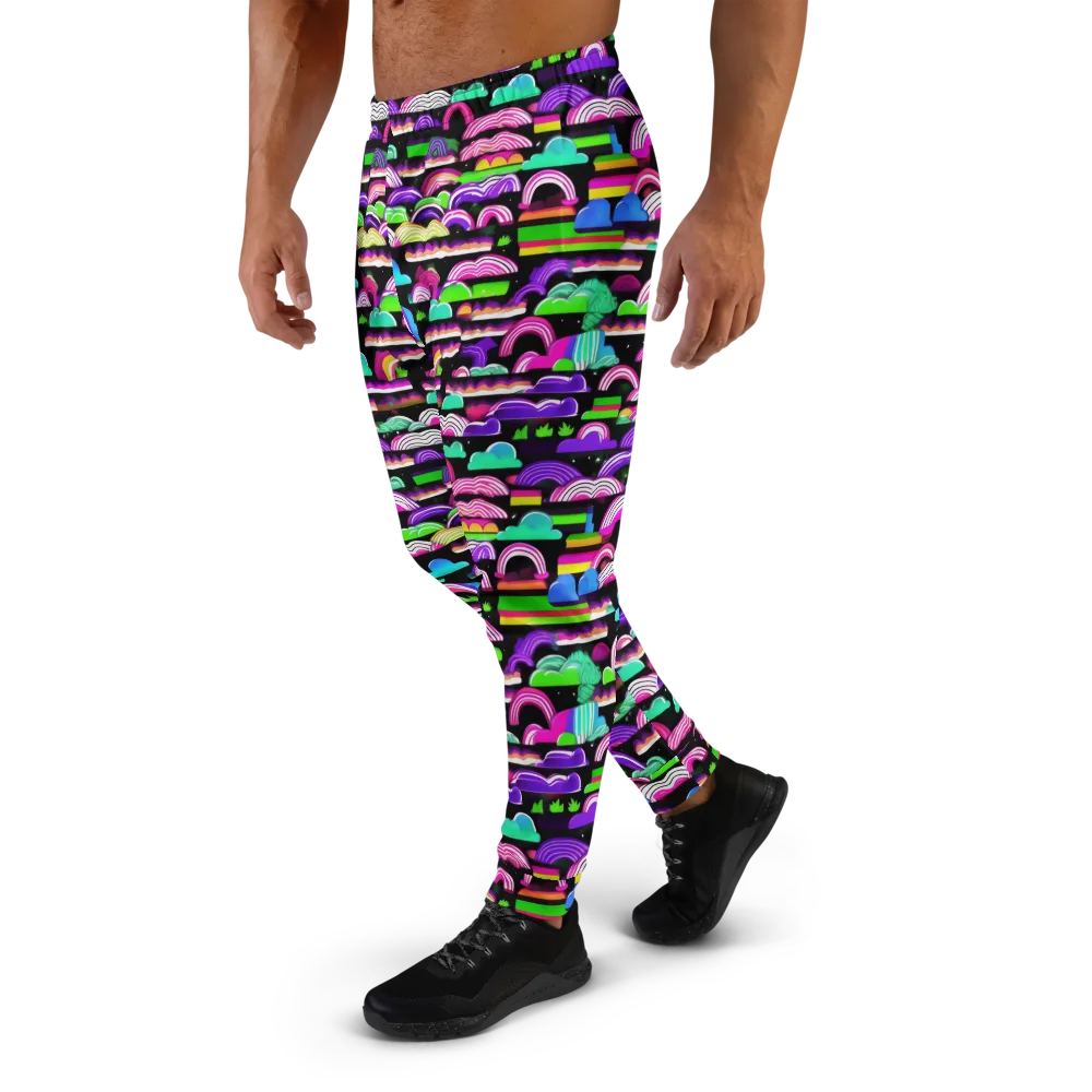 Neon Rainbow Static on Men's Joggers — Left