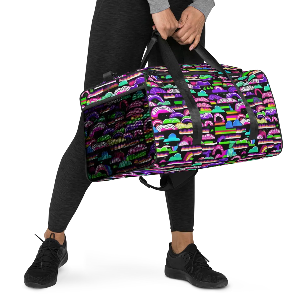Neon Rainbow Static on Duffle Bag — Right Front