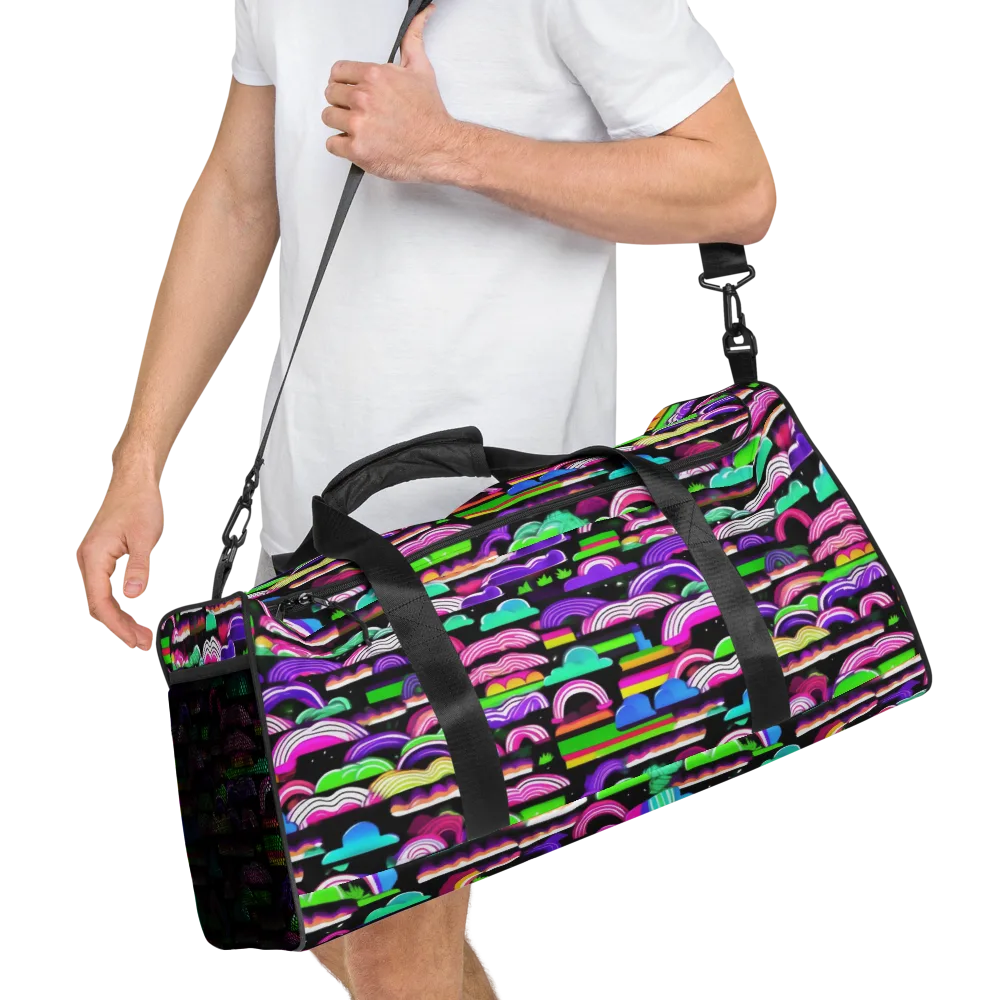 Neon Rainbow Static on Duffle Bag — Right Front