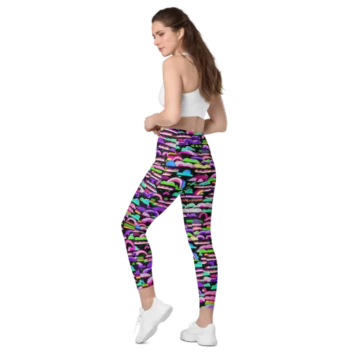 Neon Rainbow Static on a Leggings with Pockets