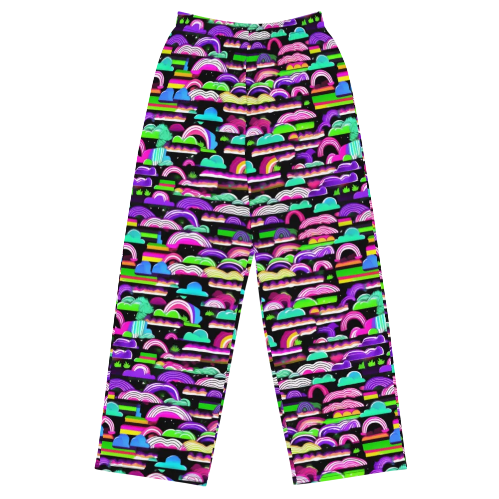 Neon Rainbow Static on Wide-Leg Pants — Front