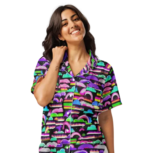 Neon Rainbow Static on a Women's Short Sleeve Pajama Top
