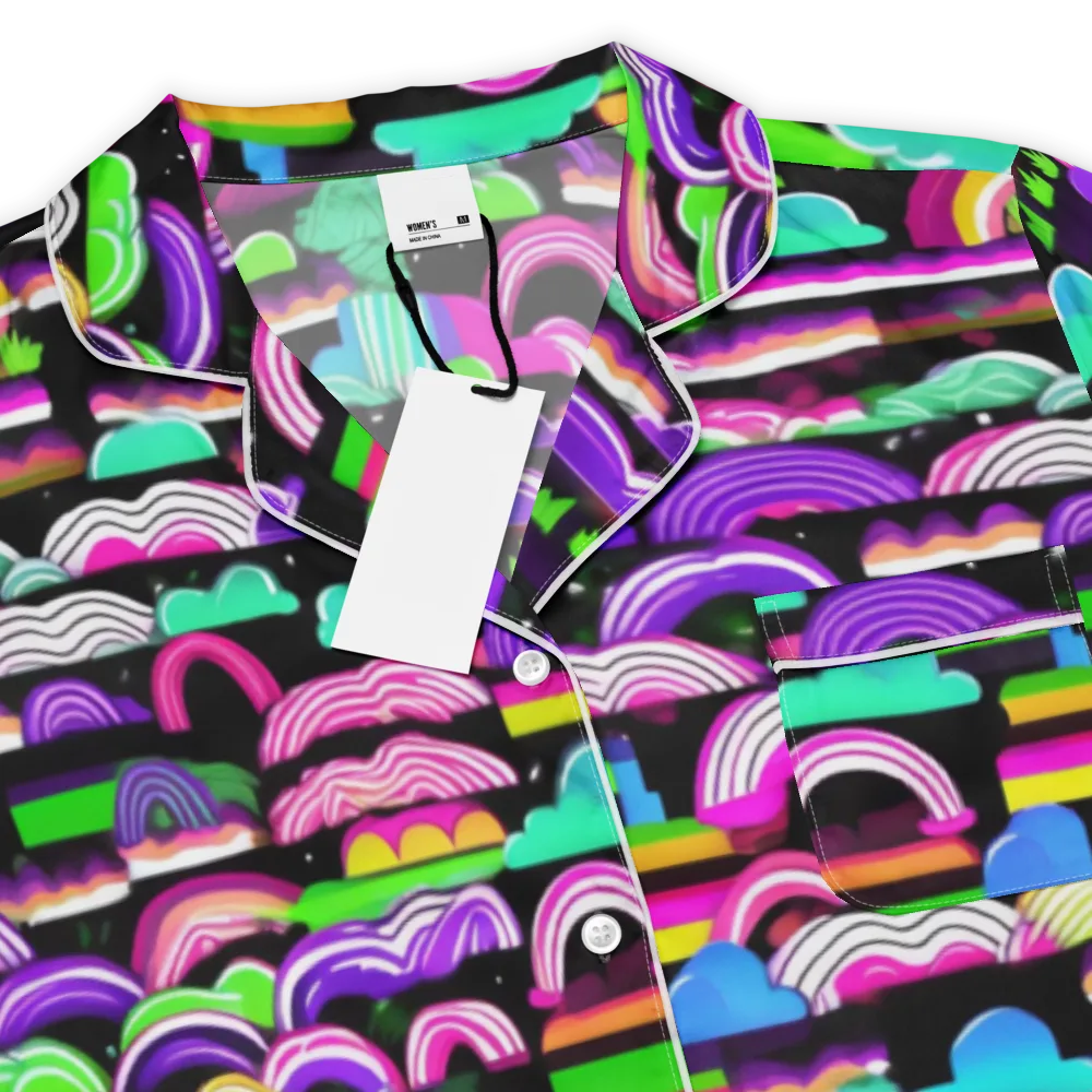 Neon Rainbow Static on Women's Short Sleeve Pajama Top — Product details