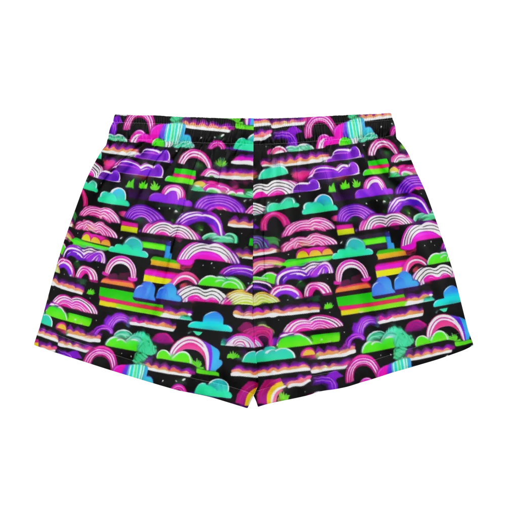 Neon Rainbow Static on Women's Pajama Shorts — Back
