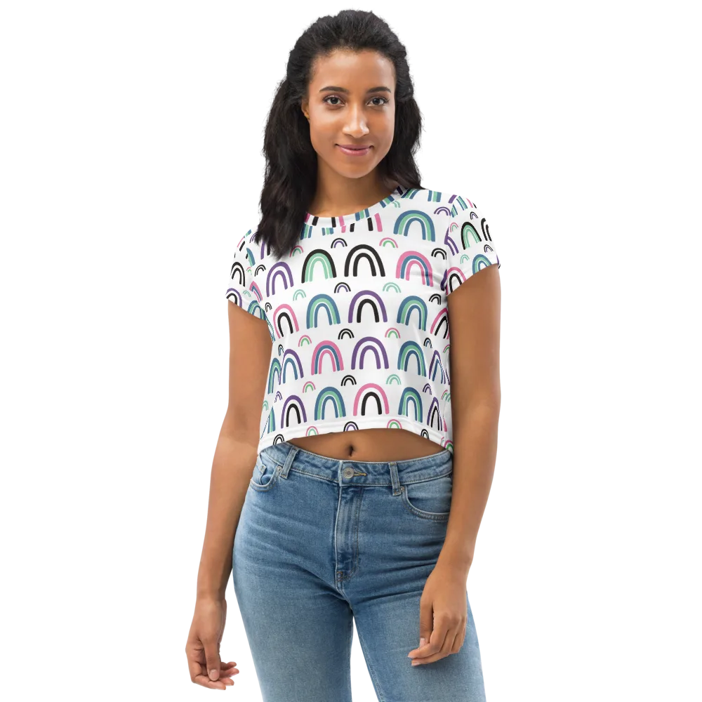 Arcade Daydream on Crop Tee — Front