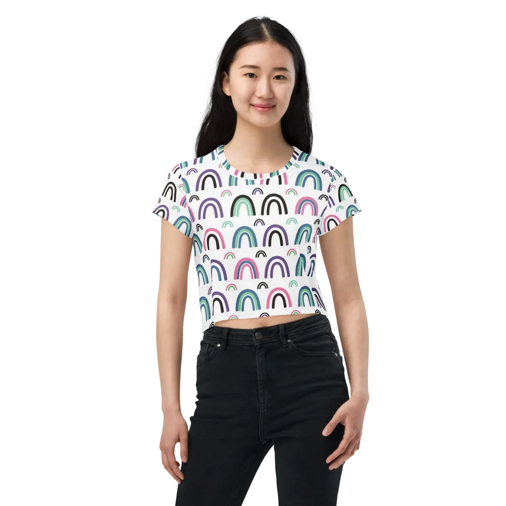 Arcade Daydream on Crop Tee — Front