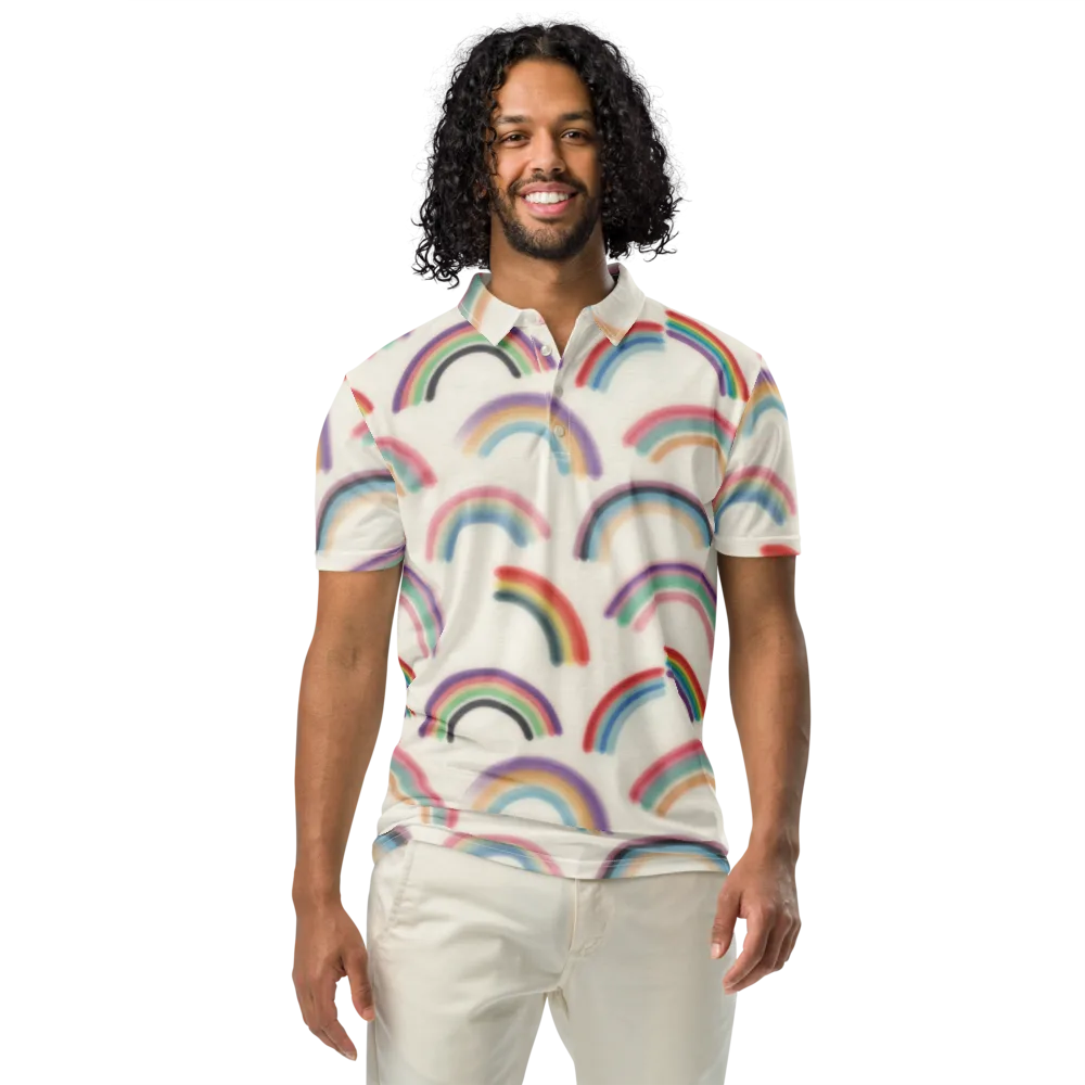Soft Arc Society on Men's Slim Fit Polo Shirt — Front
