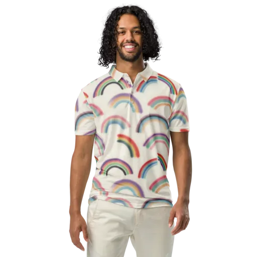 Soft Arc Society on a Men's Slim Fit Polo Shirt