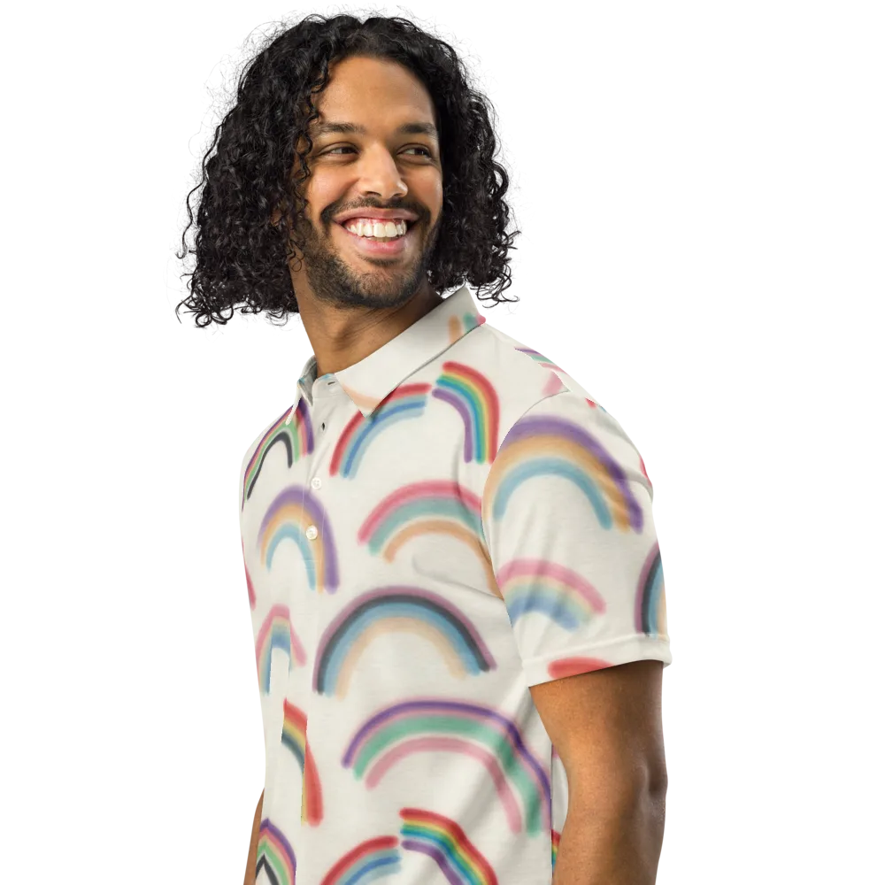 Soft Arc Society on Men's Slim Fit Polo Shirt — Left Front
