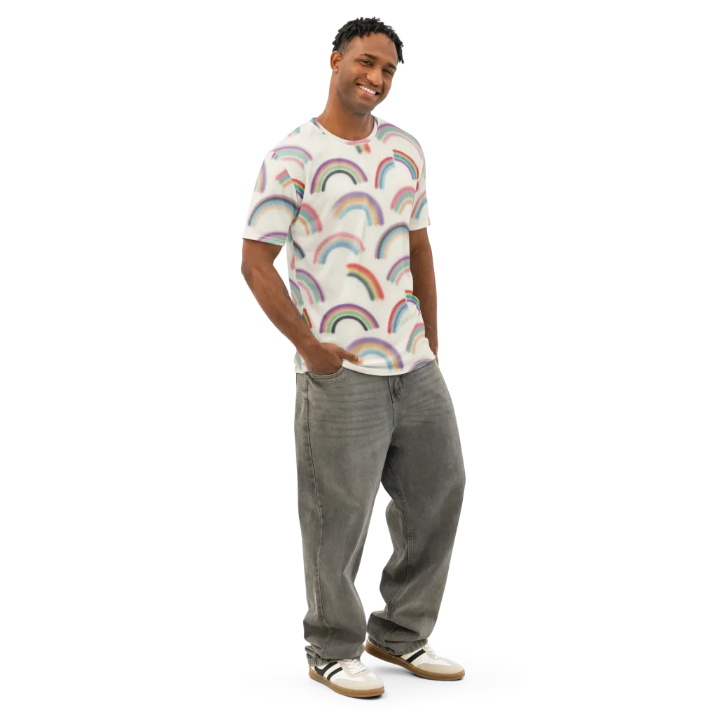 Soft Arc Society on Men's Cotton Crew Neck T-Shirt — Right Front
