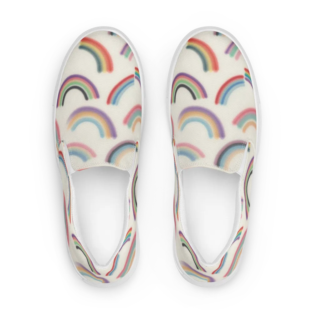 Soft Arc Society on Men's Slip-On Canvas Shoes — Front