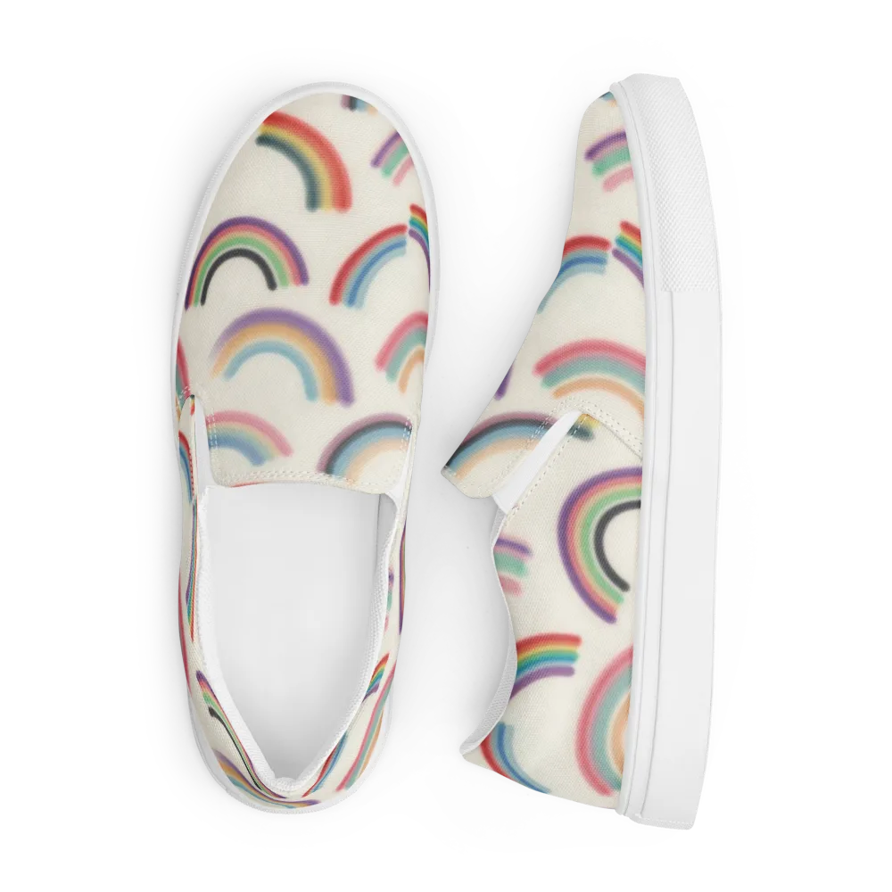 Soft Arc Society on Men's Slip-On Canvas Shoes — Front